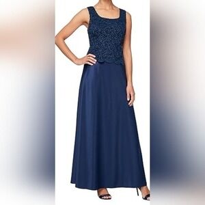Alex Evenings Long Royal Blue Embellished Gown, Women's‎ Size 12